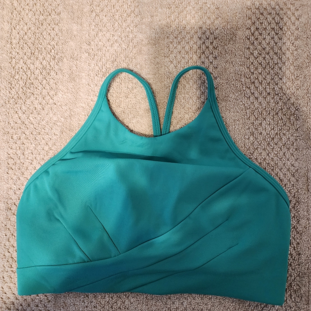 Teal NWT Lululemon Flow Y Wrap - Front High - Neck Bra